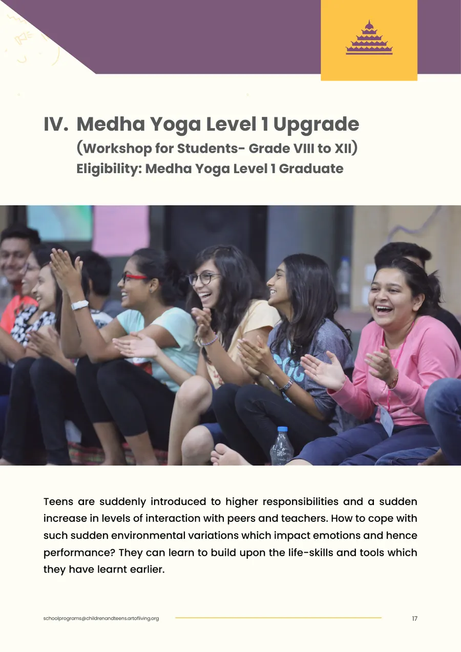 Proposal page 19: Medha Yoga Level 1 Upgrade