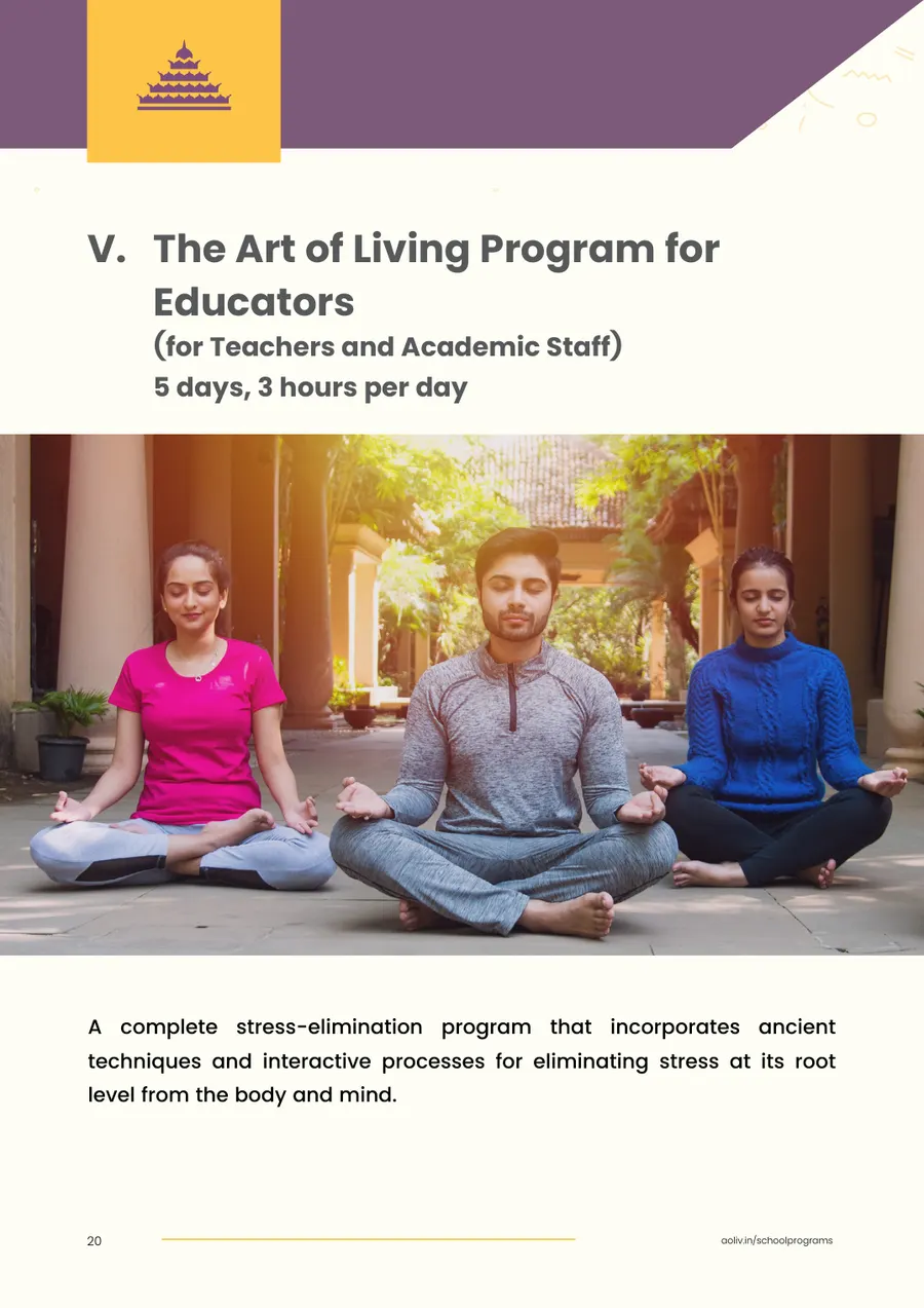 Proposal page 22: The Art of Living Program for Educators