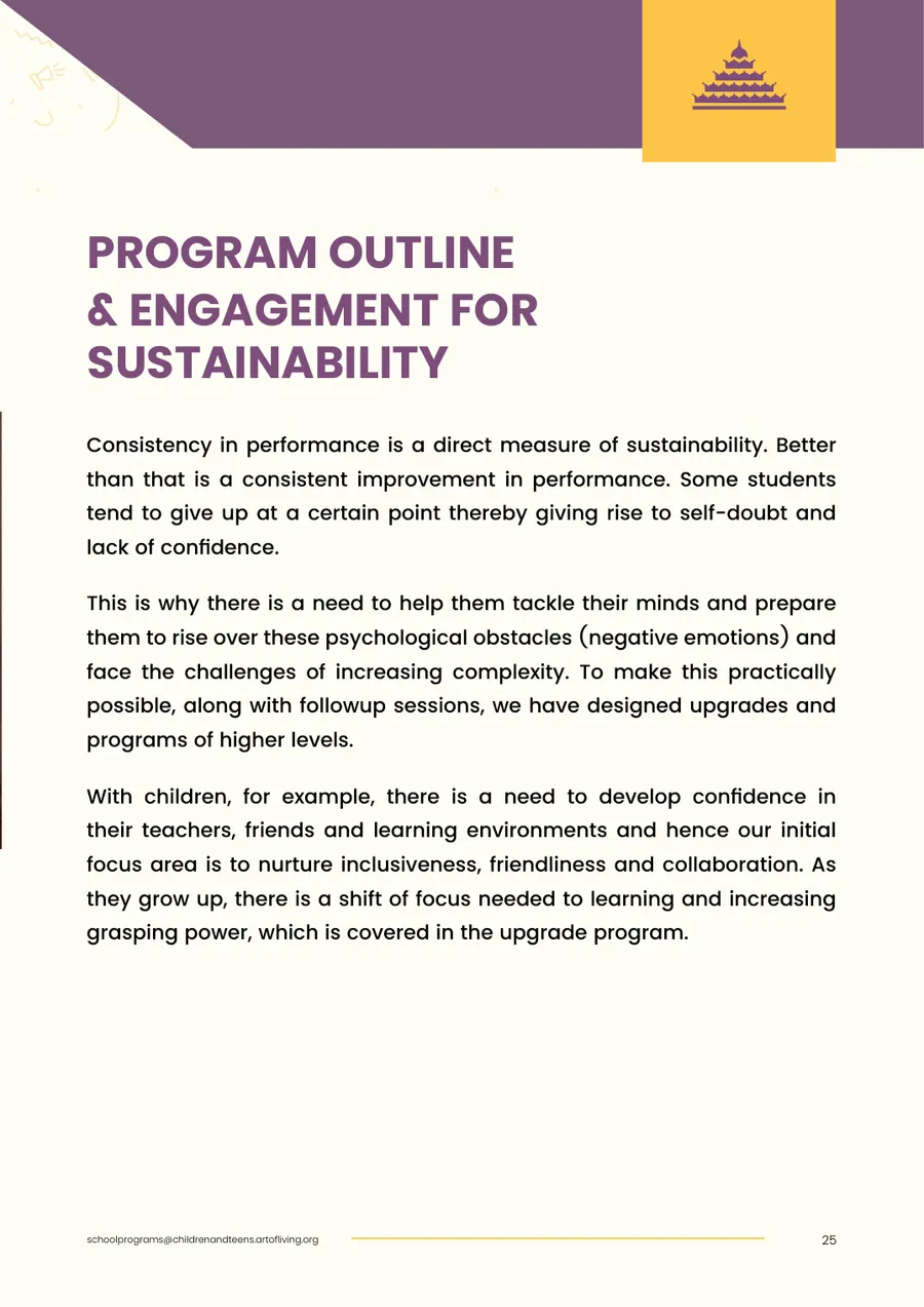Proposal page 27: Program outline and engagement for sustainability